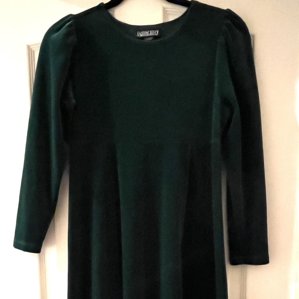 Formal Green Velvet Long Sleeve Empire Waist Girls Dress